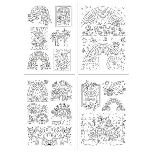 Wasserlösliches Stickmuster, Handnäh-Stabilisatoren, vorgedrucktes selbstklebendes Stickerei-Transferpapier zum Nähen, wasserlöslicher Stabilisator für Bastelarbeiten, 4 Stück Wasserlösliches Stickmuster, Handnäh-Stabilisatoren, vorgedrucktes selbstklebendes Stickerei-Transferpapier zum Nähen, wasserlöslicher Stabilisator für Bastelarbeiten, 4 Stück von GMBYLBY