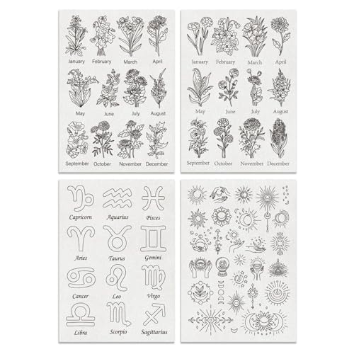 Wasserlösliches Stickmuster, Handnäh-Stabilisatoren, vorgedrucktes selbstklebendes Stickerei-Transferpapier zum Nähen, wasserlöslicher Stabilisator für Bastelarbeiten, 4 Stück Wasserlösliches Stickmuster, Handnäh-Stabilisatoren, vorgedrucktes selbstklebendes Stickerei-Transferpapier zum Nähen, wasserlöslicher Stabilisator für Bastelarbeiten, 4 Stück von GMBYLBY