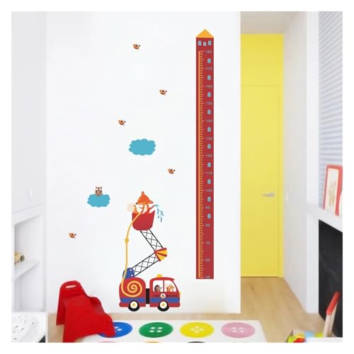 GMGQJST Height Chart for Kids Cartoon Feuerleiter Höhe Messen Wandaufkleber for Kindergarten Kinderzimmer Wandtattoos Wachstumstabelle Schlafzimmer Wandbild Kunst DIY Height Chart Wall Sticker von GMGQJST