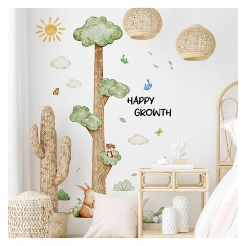 GMGQJST Height Chart for Kids Cartoon-Tiere, Höhenmaß, Wandaufkleber, großer Baum, Tapete for Kinderzimmer, Kinderzimmer, Kinderwachstumslineal, Wachstumstabelle Height Chart Wall Sticker von GMGQJST