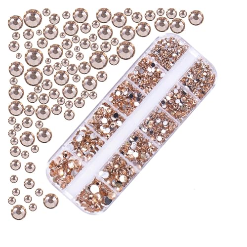 GMGQJST Strasssteine NäGel 12 Gitter, bunt, gemischte Glitzer-Strasssteine ​​für Nägel, Funkelnde 2 mm Mini-Diamanten mit Flacher Rückseite, rosa/klar/grüne Edelsteine, Maniküre-Teile(PH194-11) von GMGQJST