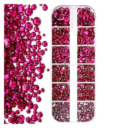 GMGQJST Strasssteine NäGel 12 Gitter, bunt, gemischte Glitzer-Strasssteine ​​für Nägel, Funkelnde 2 mm Mini-Diamanten mit Flacher Rückseite, rosa/klar/grüne Edelsteine, Maniküre-Teile(PH194-7) von GMGQJST