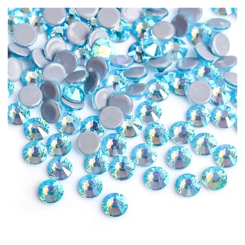 GMGQJST Strasssteine NäGel 30 Farben Crystal AB Mix Glas Hot Fix Strasssteine ​​für Kleidungsdekoration Kleidungsstück Flache Rückseite Aufbügel-Strasssteine(Aquamarine AB,Ss20 1440pcs) von GMGQJST