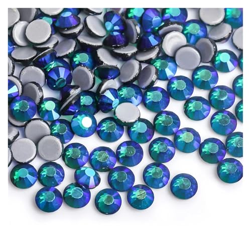 GMGQJST Strasssteine NäGel 30 Farben Crystal AB Mix Glas Hot Fix Strasssteine ​​für Kleidungsdekoration Kleidungsstück Flache Rückseite Aufbügel-Strasssteine(Emerald AB,Ss30 288pcs) von GMGQJST