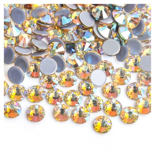 GMGQJST Strasssteine NäGel 30 Farben Crystal AB Mix Glas Hot Fix Strasssteine ​​für Kleidungsdekoration Kleidungsstück Flache Rückseite Aufbügel-Strasssteine(Jonquil AB,Ss10 1440pcs) von GMGQJST