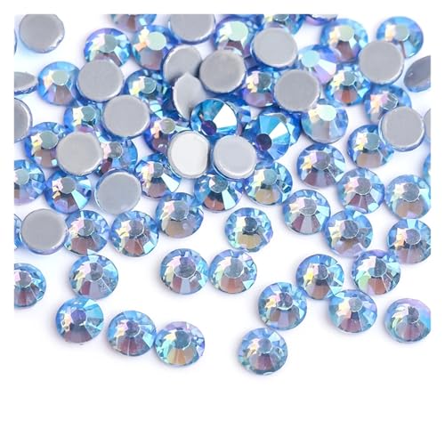 GMGQJST Strasssteine NäGel 30 Farben Crystal AB Mix Glas Hot Fix Strasssteine ​​für Kleidungsdekoration Kleidungsstück Flache Rückseite Aufbügel-Strasssteine(Light Sapphire AB,Ss10 1440pcs) von GMGQJST