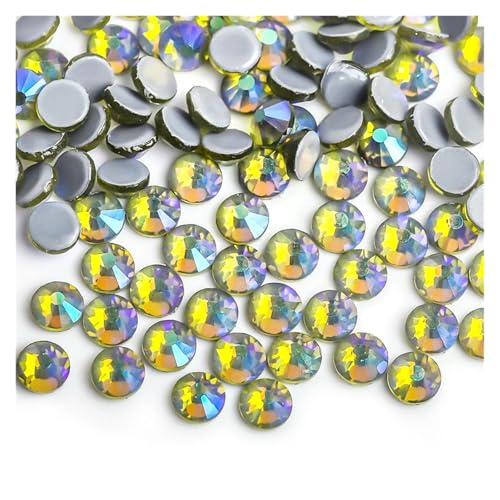 GMGQJST Strasssteine NäGel 30 Farben Crystal AB Mix Glas Hot Fix Strasssteine ​​für Kleidungsdekoration Kleidungsstück Flache Rückseite Aufbügel-Strasssteine(Olivine AB,Ss16 1440pcs) von GMGQJST