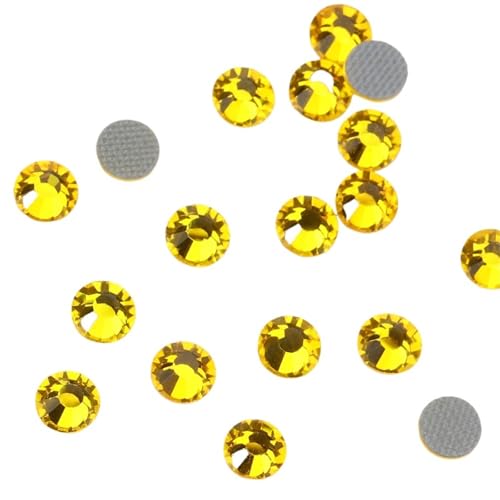 GMGQJST Strasssteine NäGel Gelb Flatback Hotfix Strass for Schuhe Taschen Stoff Bekleidungs ​​Dekoration DIY Schmuck Zubehör(119 Citrine,2mm SS6 1440pcs) von GMGQJST