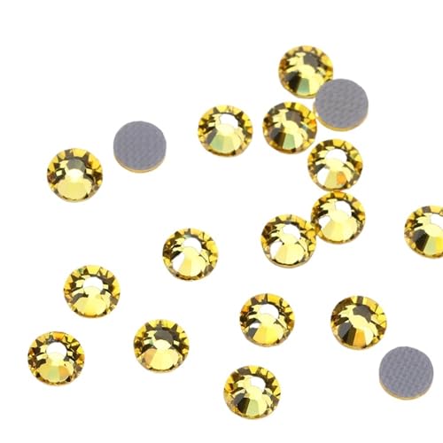 GMGQJST Strasssteine NäGel Gelb Flatback Hotfix Strass for Schuhe Taschen Stoff Bekleidungs ​​Dekoration DIY Schmuck Zubehör(173 Light Topaz,1.4mm SS4 1440pcs) von GMGQJST