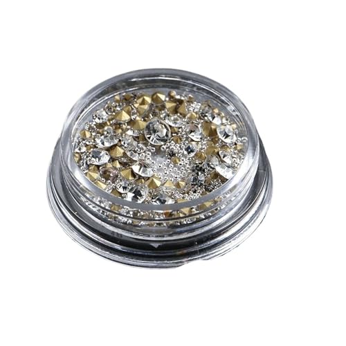 GMGQJST Strasssteine NäGel Gemischte Mini-Nagel-Strasssteine ​​mit Flacher Rückseite, Kristallsteine, Metallperlen, Perlen, Schmetterling, Nagelkunst, Charms, Herz, Schmuck, Maniküre(WHTBPSP-11) von GMGQJST