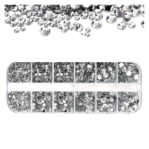 GMGQJST Strasssteine NäGel Grüne Nailart-Strasssteine, luxuriöser Kristall, flach, 3D, gemischte Form, klar/AB-Glitzerdiamant, DIY, 12 Gitter/Box, Maniküre-Glitzerstein(PH194-1) von GMGQJST