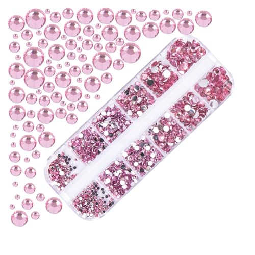 GMGQJST Strasssteine NäGel Grüne Nailart-Strasssteine, luxuriöser Kristall, flach, 3D, gemischte Form, klar/AB-Glitzerdiamant, DIY, 12 Gitter/Box, Maniküre-Glitzerstein(PH194-14) von GMGQJST