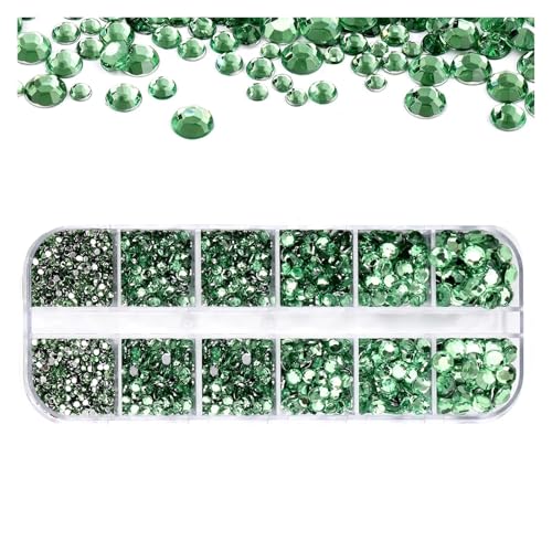 GMGQJST Strasssteine NäGel Grüne Nailart-Strasssteine, luxuriöser Kristall, flach, 3D, gemischte Form, klar/AB-Glitzerdiamant, DIY, 12 Gitter/Box, Maniküre-Glitzerstein(PH194-3) von GMGQJST