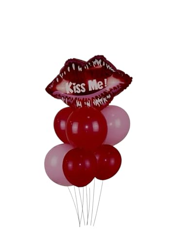 Kiss Me Luftballons, Rosé und Rosa, mit Lippenballon, 7-teiliges Set von GMM