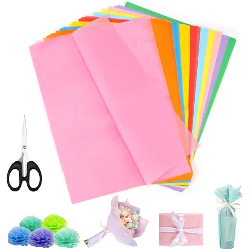 Seidenpapier Verpackungsmaterial 100 Blatt Bunt Tissue Paper Transparentpapier Seidenpapier zum Verpacken(10 Farben) von GMMG