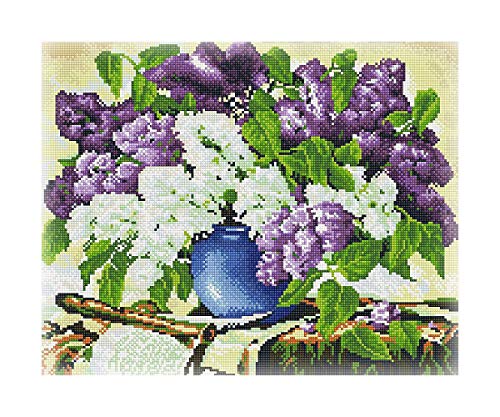 Diamond Vollbedeckung mit Holzrahmen Painting Set Bild 40 x 50 Diamant Malerei Stickerei Handarbeit Basteln Mosaik Steine Blumen Korb Haus am Bach (GJ294) von GMMH