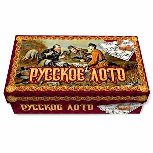 GMMH Russisches Lotto (Loto) Spielset mit Holzfiguren Bingospiel Familienspiel (Karton helll) von GMMH