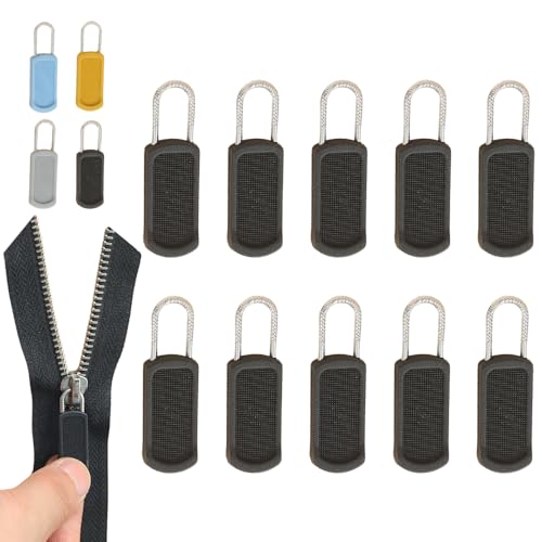 10 Stück Ersatzteile Reißverschluss Zipper, 2024 Neu Reisverschlussreparaturset Zipper, Abnehmbares Zipper Pull, Reißverschluss Ersatz für Zipper Koffer Stiefel Jackenrucksäcke (schwarz -10 stück) von GMTEO