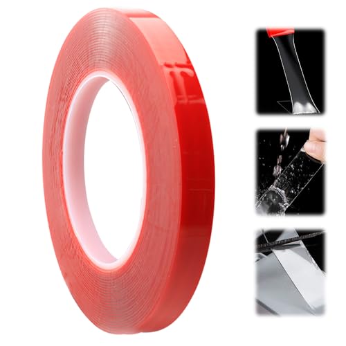 Doppelseitiges Klebeband, 2024 Neu 10M Doppelseitiges Klebeband Extra Stark, Transparent Nano Tape Spurloses, Double Sided Tape für Teppich, Foto Wand, Küche, Zuhause, Auto oder Outdoor (1cm x 10m) von GMTEO