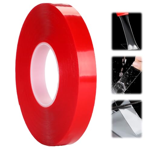 Doppelseitiges Klebeband, 2024 Neu 10M Doppelseitiges Klebeband Extra Stark, Transparent Nano Tape Spurloses, Double Sided Tape für Teppich, Foto Wand, Küche, Zuhause, Auto oder Outdoor (2cm x 10m) von GMTEO