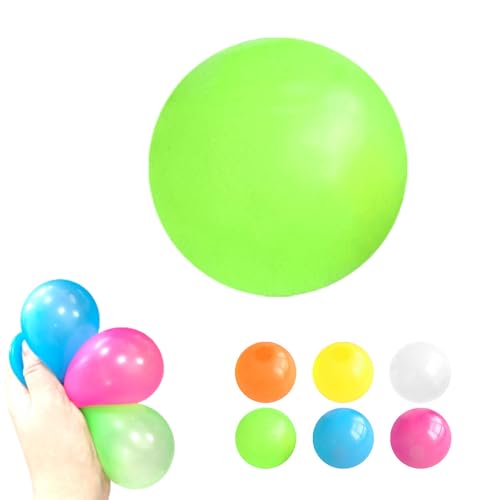 Magie Decke Ball, 2025 Neuest Nachtlicht Kleber Hüpfball, Stressball Squeeze Toys, Magie Decke Ball, Mitgebsel Kindergeburtstag 10 Jahre (Grün, 12 Stück) von GMTEO