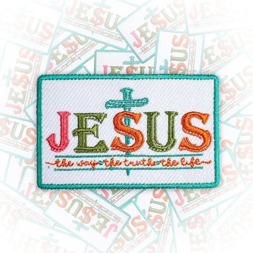 Aufnäher "Jesus the Way the Truth the Life", 7,6 cm, zum Aufbügeln oder Aufnähen, bestickte Applikation für Trucker, Hüte, Kleidung, Rucksäcke, christliches, religiöses Jesus, DIY, lustiges Zubehör, von GNAART