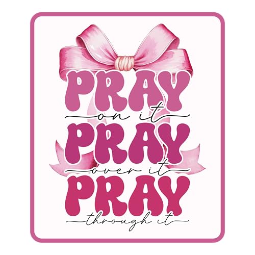 Pray On It Over It Through It Pink Bow Patch 7,6 cm Iron On/Sew On Embroidered Applique for Trucker Hats Clothes Backpack Christian Religious Jesus DIY Funny Coquette Accessories Girls Gift von GNAART