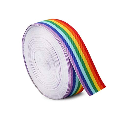10 Meters Regenbogen band, mehrfarbiges Ripsband Doppelseitiges Stoffband für Kunsthandwerk DIY, Geschenkverpackung, Hochzeit, Geburtstagsfeierdekoration (10M X 30MM) von HMBTEN