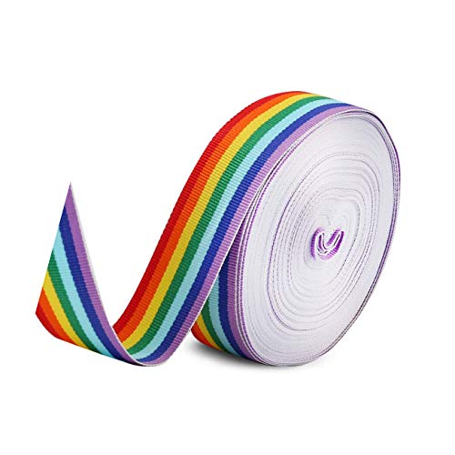 GNAGYUAN 10 Meters Regenbogen band, mehrfarbiges Ripsband Doppelseitiges Stoffband für Kunsthandwerk DIY, Geschenkverpackung, Hochzeit, Geburtstagsfeierdekoration (10M X20MM) von GNAGYUAN