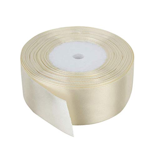 22 Meters doppelseitiges Satinband 25 mm 40 mm Breite zum Verpacken, Dekorieren, Basteln und Basteln von Geschenken (25MM, Elfenbein) von GNAGYUAN