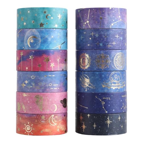 GNALIA 12 Rollen Washi Klebeband Set Dekoratives Washi Tape Für Scrapbooking Journal Set Handwerk Fotoalbum Geburtstag von GNALIA