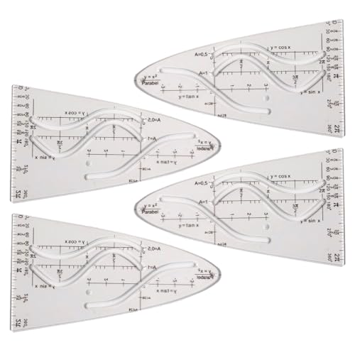 GNAUMORE Parabolic Template Maths,Parabola Stencil,Parabola Ruler Set,Parabolic Template,Plastic Math Geometry Set Parabola,for Sinus Cosine Tangent An Important Aid for Study and Work 4PC von GNAUMORE