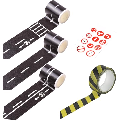 GNAUMORE Road Washi Tape,Road Tape,Road Tape Children,Road Tape Railway,Road Sign Sticker,Trains Railway Tape,DIY Motorway Tape,for Children Vehicle,Track Road Tape,Kid Learning Adhesive Tape 5PC von GNAUMORE