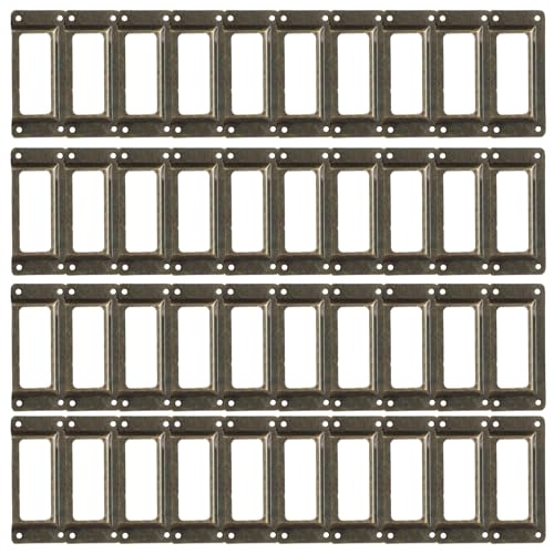 GNAUMORE Vintage Metal Label Frame,Drawer Filing Cabinet Labels,Vintage Metal Bronze Label Holder,Metall-Griff,Etikettenhalter Rahmen Metall Büro Datei Vintage Etikettenrahmen Schubladenschrank 40PCS von GNAUMORE