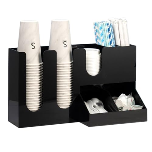 GNBOW Kaffeestation-Organizer-Set, Einwegbecherhalter aus Acryl, Aufbewahrungsorganisator for Kaffeegewürze und Tassen von GNBOW