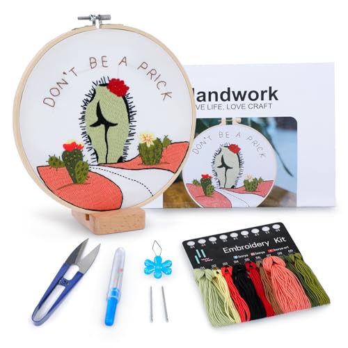 GNEGNI LIFE Lustiges Kaktus-Stickset, Stickset für Anfänger und Erwachsene, Stickerei, Blumenstoff und Werkzeuge, Stickerei-Starter-Kits, Geschenke (Spaß) von GNEGNI LIFE