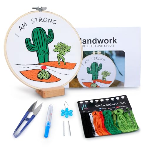 GNEGNI LIFE Lustiges Kaktus-Stickset, Stickset für Anfänger und Erwachsene, Stickerei, Blumenstoff und Werkzeuge, Stickerei-Starter-Kits, Geschenke (stark) von GNEGNI LIFE