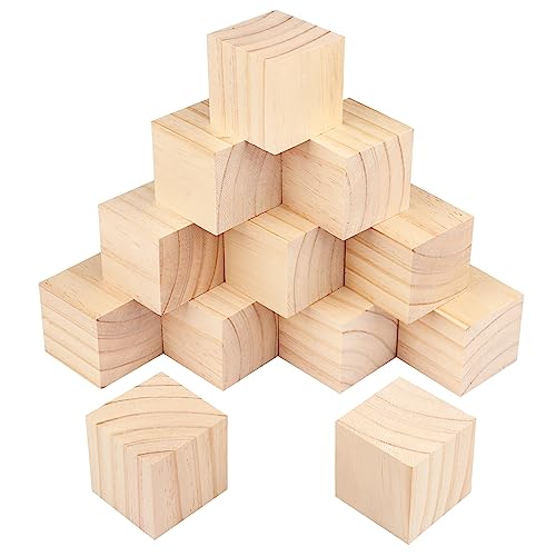 12 Packungen Holzblöcke zum Basteln, 8,9 cm Kiefernholzwürfel, Holzwürfel zum Bemalen, Stempeln, Dekorieren, DIY-Projekte und personalisierte Geschenke, von GNIEMCKIN. von GNIEMCKIN