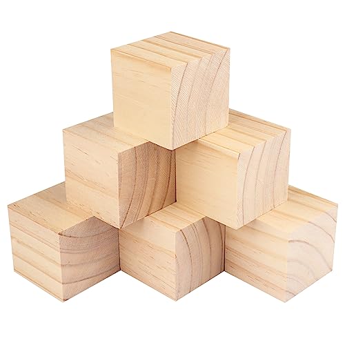 6 Packungen Holzblöcke zum Basteln, 8 cm Kiefernholzwürfel, 8 x 8 x 8 cm Holzwürfel zum Malen, Stempeln, Dekorieren, DIY-Projekte und personalisierte Geschenke, GNIEMCKIN. von GNIEMCKIN