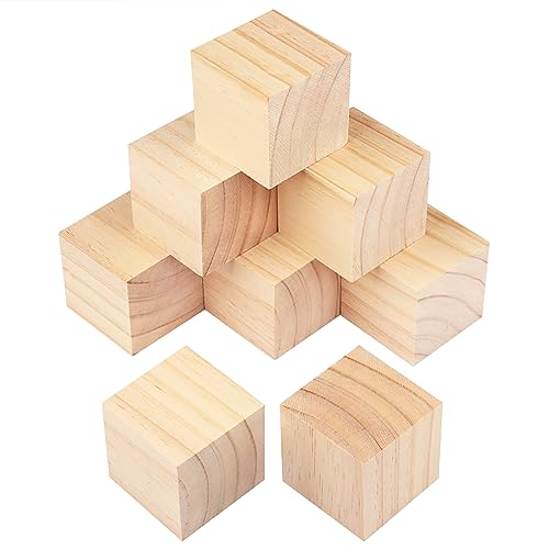 8 Packungen Holzblöcke zum Basteln, 8 cm Kiefernholzwürfel, 8 x 8 x 8 cm Holzwürfel zum Malen, Stempeln, Dekorieren, DIY-Projekte und personalisierte Geschenke GNIEMCKIN. von GNIEMCKIN