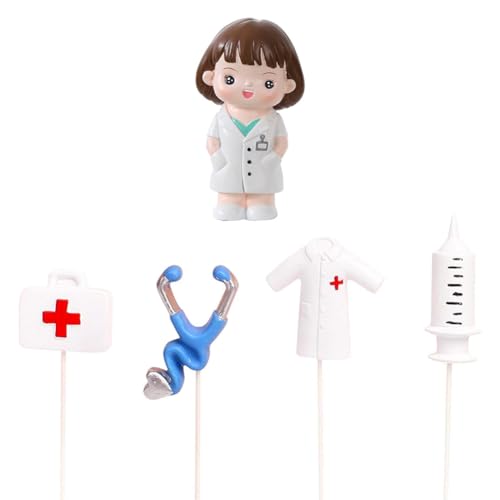 GNMQWP Mini Nurse Figuren Tortendeko Krankenschwester Kuchen Deko Medical Theme Kuchen Dekoration Geburtstag Nursing Kuchendeckel Cupcake-Dekorationen für Krankenschwestern 5 Stück von GNMQWP