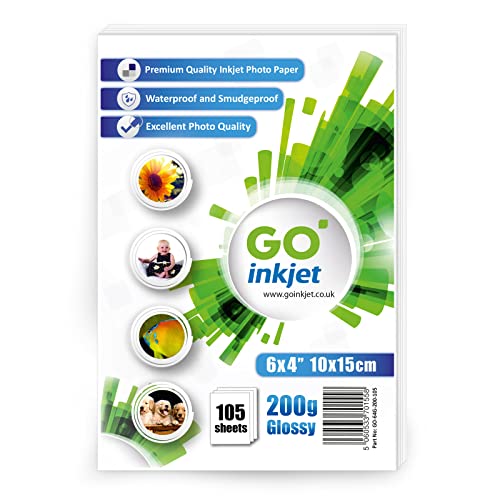 Go Inkjet Glänzendes Fotopapier, 100 Blatt, 200 g/m², für HP, Canon, Epson und Tintenstrahldrucker zum Drucken von Fotos und Broschüren von GO Inkjet