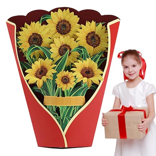 Blumenkarte, 3D-Pop-Up-Grußkarte mit Blumen, Grußkarte, Klappkarte für Mutter, Ehefrau, Ehemann oder Freunde (Sonnenblume) von GOBIWM