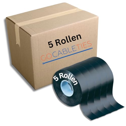 GOCABLETIES - Selbstverschweißendes Klebeband - 5 Rollen - 19 mm x 10 m - Isolierband und Dichtungsband für wasserdichte Reparaturen - Schwarz von GOCABLETIES