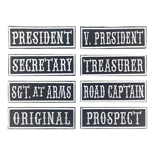 8 x GodEagle Aufnäher 10,2 cm B x 2,5 cm H MC/RC Offizier Title Rank Vest Patches President VP Rocker Rider Motorrad Biker Name Jacke Patches Aufnäher Aufbügler Aufbügler Aufbügler von GODEAGLE