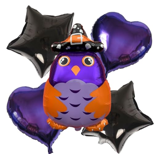 Godfather Ltd Halloween Folienballons Halloween Dekoration Luftballons Happy Halloween Kürbis Folienballon Halloween Folienballon Set (Halloween 5 Stück Set Eule) von GODFATHER LTD PARTY EVERY DAY