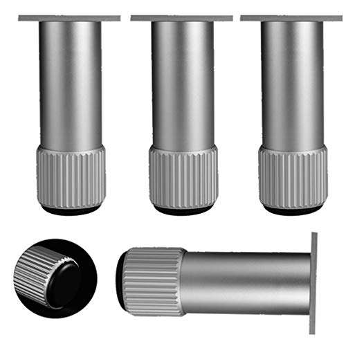 GODFSAHG 4-teilige Möbelbeine aus Metall, Ersatzbettbeine, Silberne Fernsehschrankfüße, Schrankbeine aus Aluminiumlegierung, Sofabeine, Küchenfüße, Couchtischbeine, Feineinstellungshöhe 12 von GODFSAHG