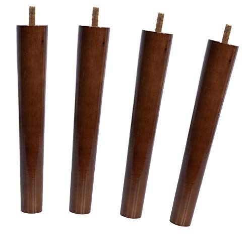 GODFSAHG 4er-Pack Sofabeine aus Massivholz, Möbelbeine aus Gummiholz, Ersatzfüße für Sessel, Schrankbeine aus Holz, für Fernsehschrank, Kommode, Couchtisch, mit Gewindestange M10, Walnuss ( von GODFSAHG