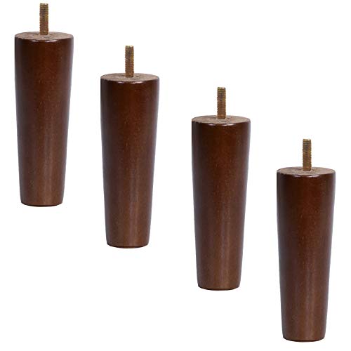 GODFSAHG 4er-Pack Sofabeine aus Massivholz, Möbelbeine aus Gummiholz, Ersatzfüße für Sessel, Schrankbeine aus Holz, für Fernsehschrank, Kommode, Couchtisch, mit Gewindestange M10, Walnuss ( von GODFSAHG