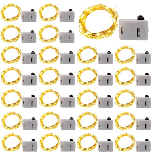 GOEDCH 25er-Pack Lichterketten: 2M Batterie Kupferdraht Lichterkette, Glühwürmchen Licht, 20 LEDs Lichterkette Klein mit Batterie für Party Deko, Weihnachten, Hochzei, Halloweent (Warmweiß) von GOEDCH